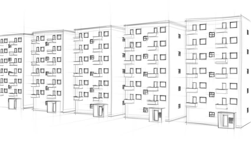 852x480 Animated Line Drawing Of An Stock Footage Video - Tenement Drawing