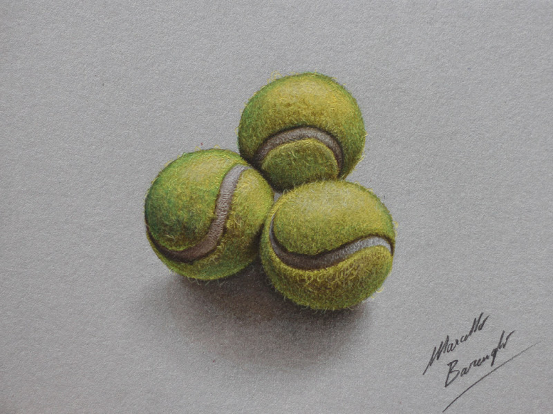 800x600 tennis balls realistic drawing - Tennis Ball Drawing