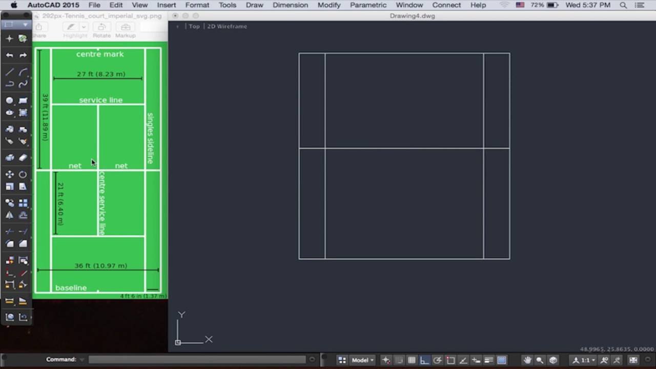 1280x720 Autocad Lesson - Tennis Court Drawing