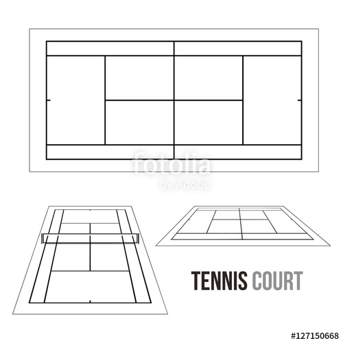 500x500 tennis court field vector drawing illustration stock image - Tennis Court Drawing