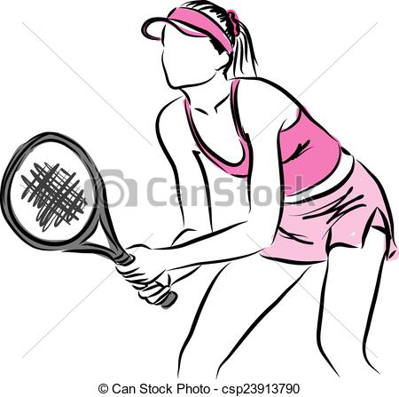 450x447 Tennis Woman Player Illustration - Tennis Drawing