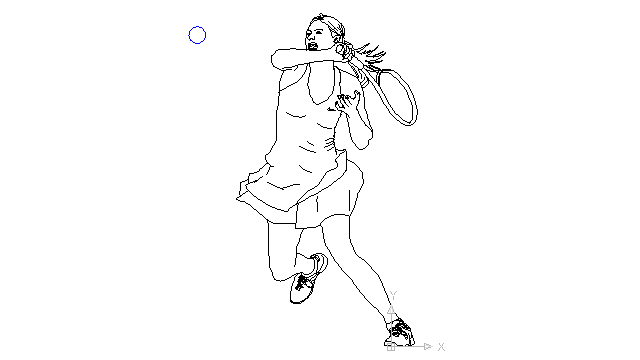 640x360 autocad drawing young lady athlete playing tennis dwg dxf - Tennis Drawing