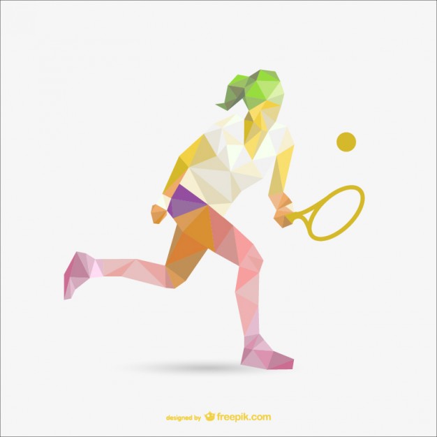 626x626 Geometry Drawing Of Tennis Woman Player Vector Free Download - Tennis Drawing Images