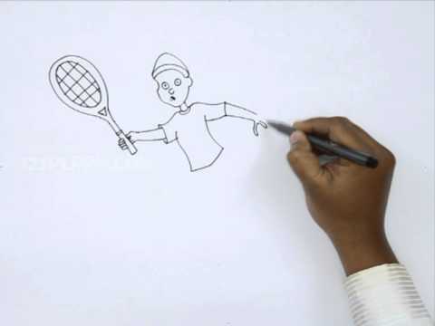 480x360 How To Draw A Boy Playing Tennis - Tennis Drawing Images