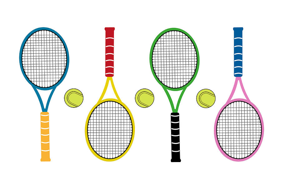 900x600 colored big tennis rackets with tennis ball active sports - Tennis Drawing Images