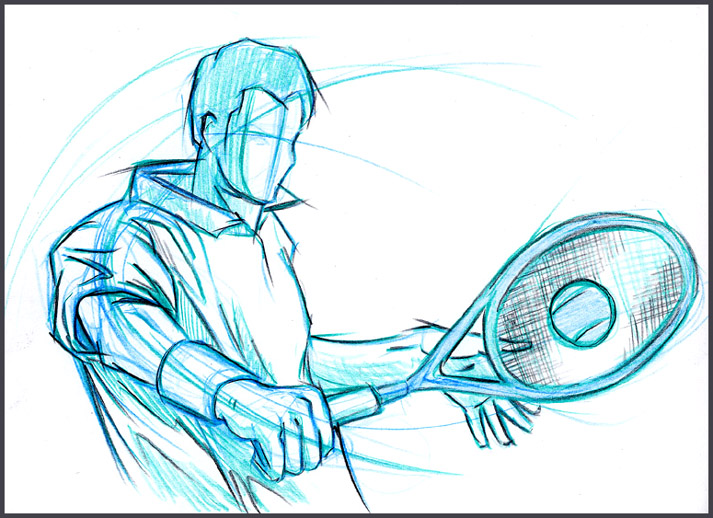 713x518 Life Drawing Tennis Player - Tennis Player Drawing