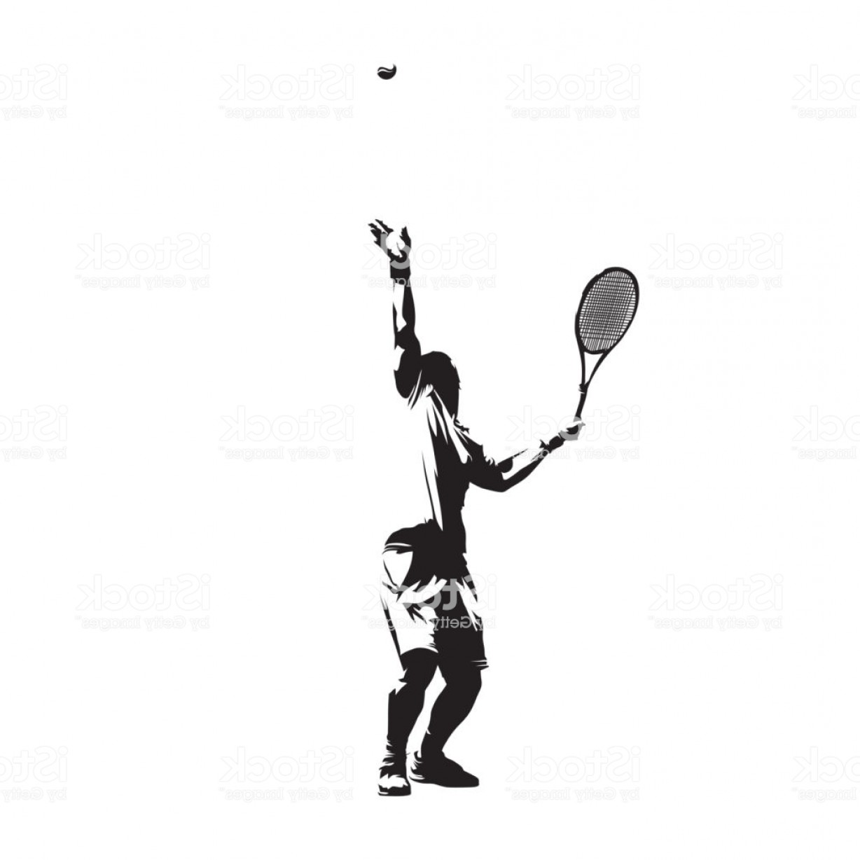 1228x1228 tennis player serving ball isolated vector silhouette ink drawing - Tennis Player Drawing