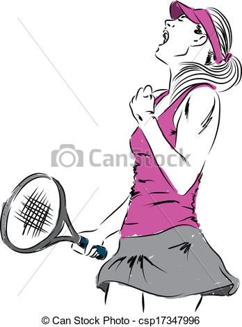 348x470 tennis girl illustrations and clip art tennis girl royalty - Tennis Player Drawing