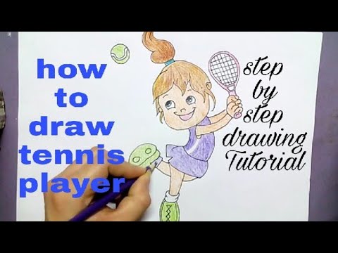 480x360 How To Draw Tennis Player Drawing For Kids - Tennis Player Drawing