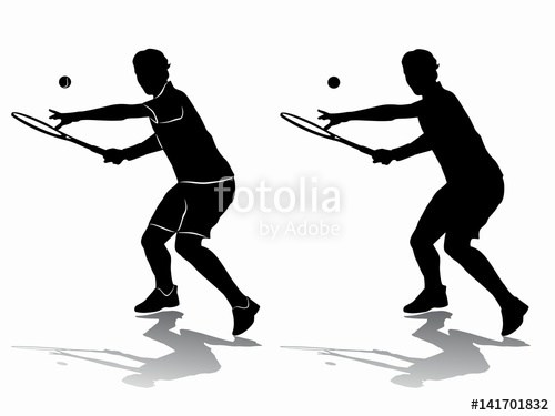 500x375 Silhouette Of A Tennis Player, Vector Draw Stock Image - Tennis Player Drawing