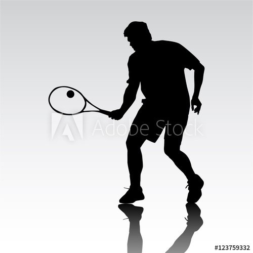 500x500 Silhouette Tennis Player Black And White Drawing On A White - Tennis Player Drawing
