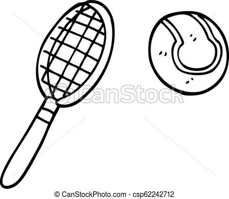 450x390 line drawing cartoon tennis racket and ball - Tennis Racket Drawing