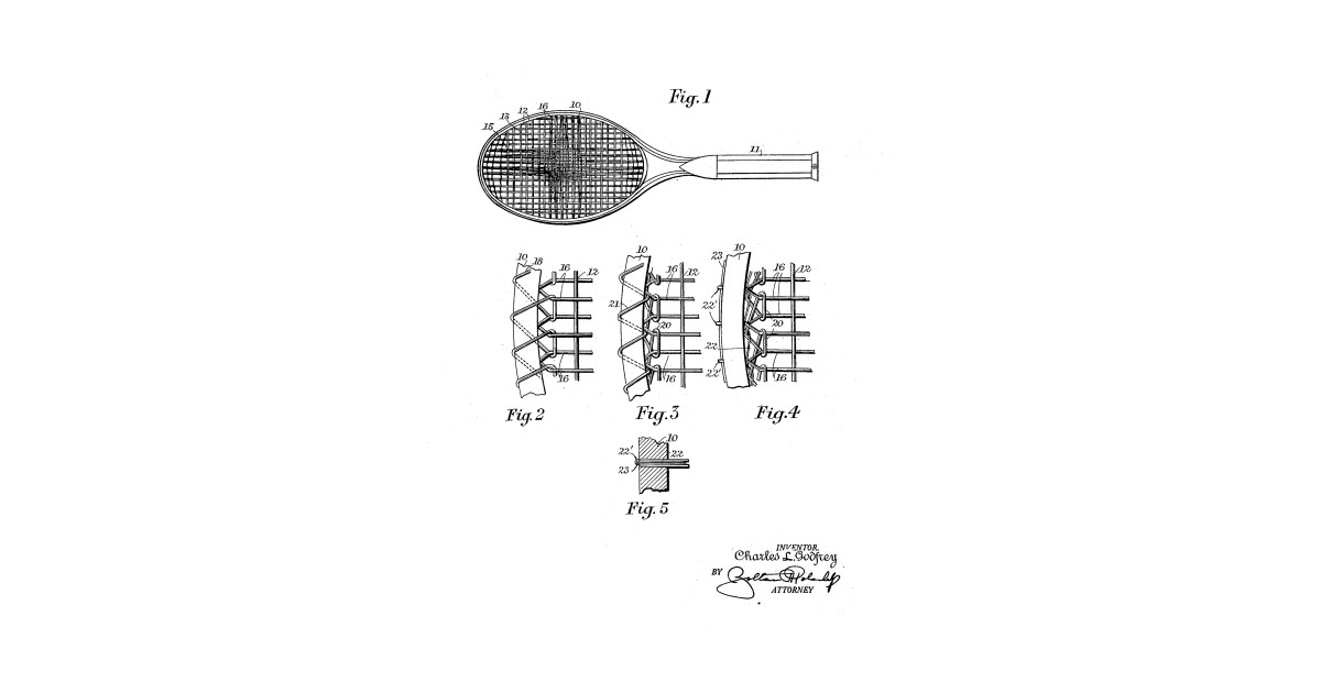 1200x630 tennis racket vintage patent drawing - Tennis Racket Drawing