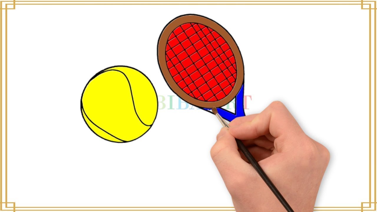 1280x720 how to draw tennis racket ball coloring pages for kids - Tennis Racket Drawing