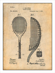 225x300 tennis racket patent print art drawing poster ebay - Tennis Racquet Drawing