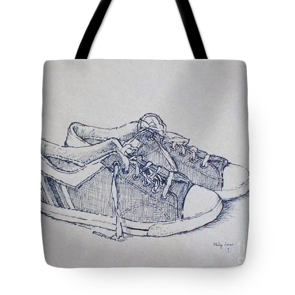 1000x1000 Vintage Tennis Shoes Tote Bag For Sale - Tennis Shoes Drawing