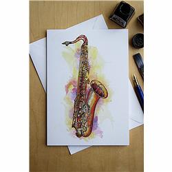 250x250 greetings card ' jazz drawings ' - Tenor Saxophone Drawing