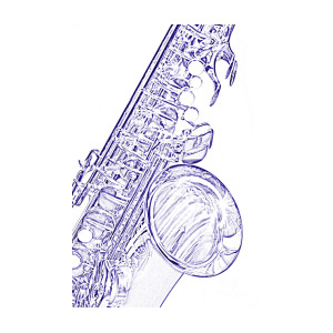 300x300 sepia tone drawing of a tenor saxophone photograph - Tenor Saxophone Drawing