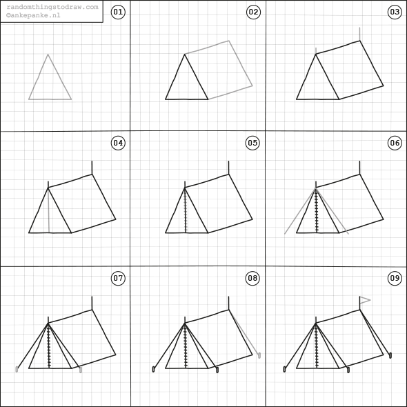 590x590 learn how to draw fun things with easy instructions, also great - Tent Drawing