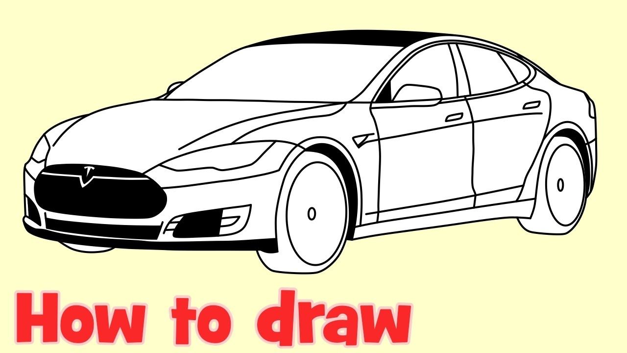 1280x720 how to draw a car tesla model s - Tesla Drawing