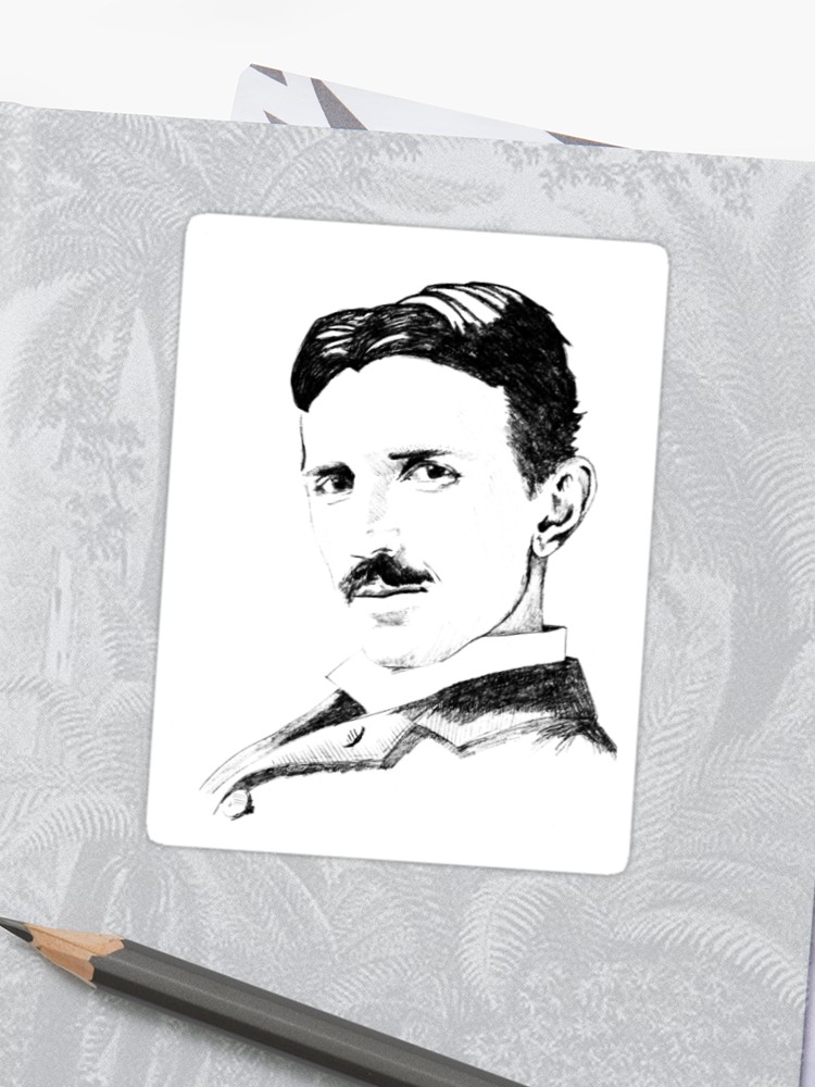 750x1000 nikola tesla drawing sticker - Tesla Drawing
