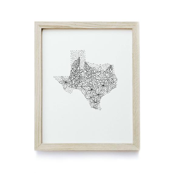 570x570 texas bluebonnet state flower drawing giclee print etsy - Texas Drawing