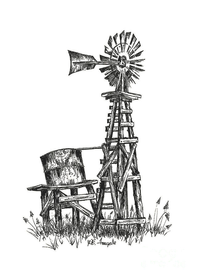643x900 texas windmill drawing - Texas Drawing