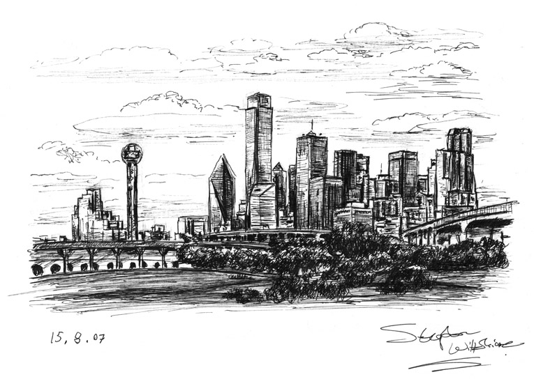 765x544 dallas skyline, texas - Texas Drawing