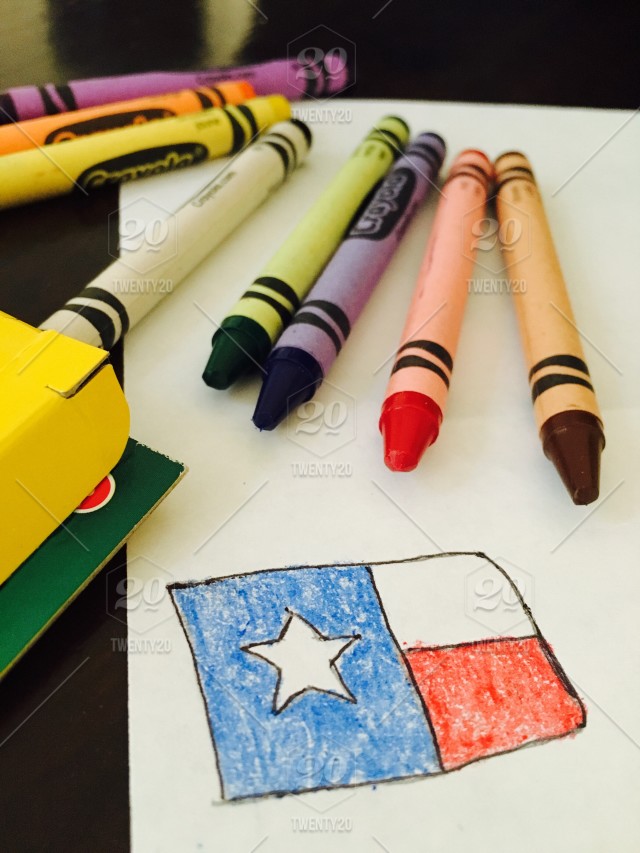 640x853 drawing of texas flag with crayons stock photo - Texas Flag Drawing