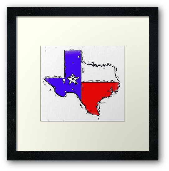 543x550 Artistic Texas Flag Drawing Framed Prints - Texas Flag Drawing
