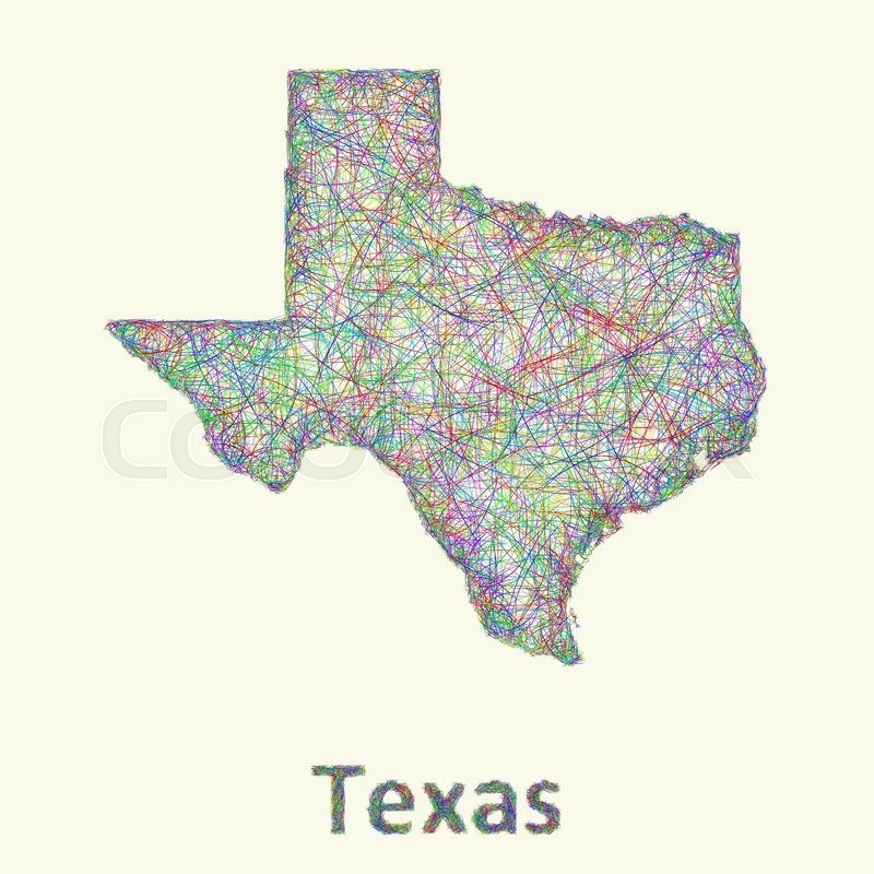 800x800 Texas Line Art Map From Colorful Stock Vector Colourbox - Texas Line Drawing