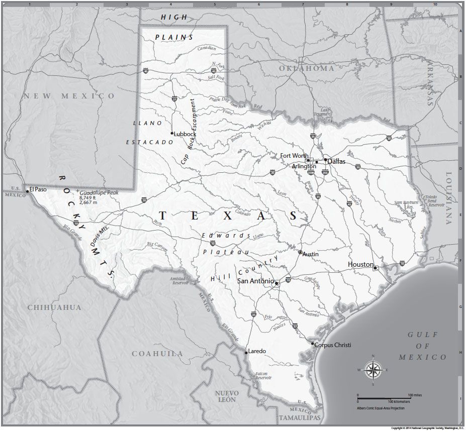 927x860 Texas Tabletop Map National Geographic Society - Texas Map Drawing