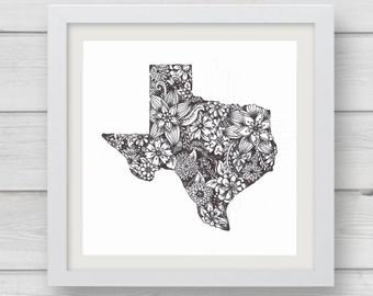 340x270 Texas Map Drawing Etsy - Texas Map Drawing