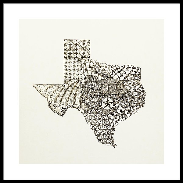 600x600 Lone Star State Framed Print - Texas Star Drawing