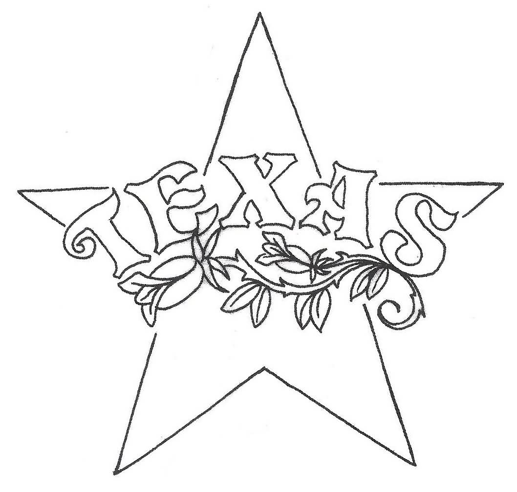 1058x1006 Texas Star Tattoo Stencil - Texas Star Drawing