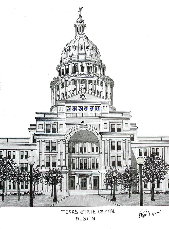 667x900 Texas State Capitol Drawing - Texas State Drawing