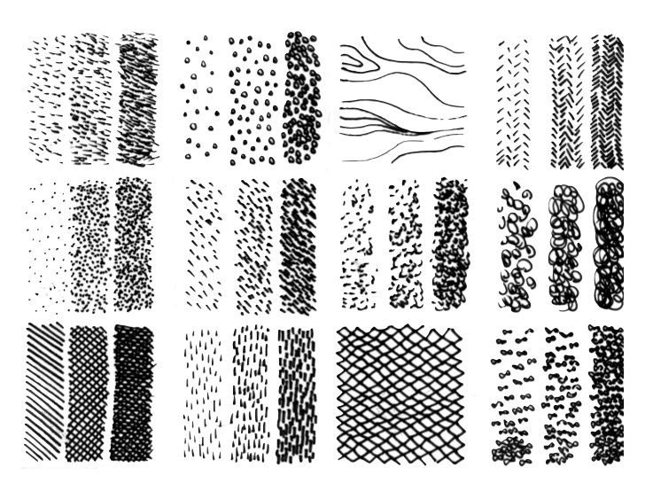 728x563 Line Can Be Used To Show Shape, Contour, Texture Black - Texture Line Drawing