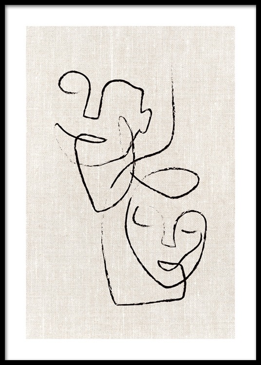 536x750 Texture Line Faces Poster - Texture Line Drawing