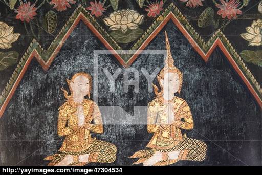 512x342 vintage drawing of thai buddha gods among men and women image - Thai Buddha Drawing