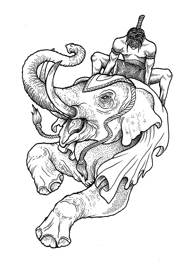 600x849 Thai Elephant On Behance - Thai Elephant Drawing