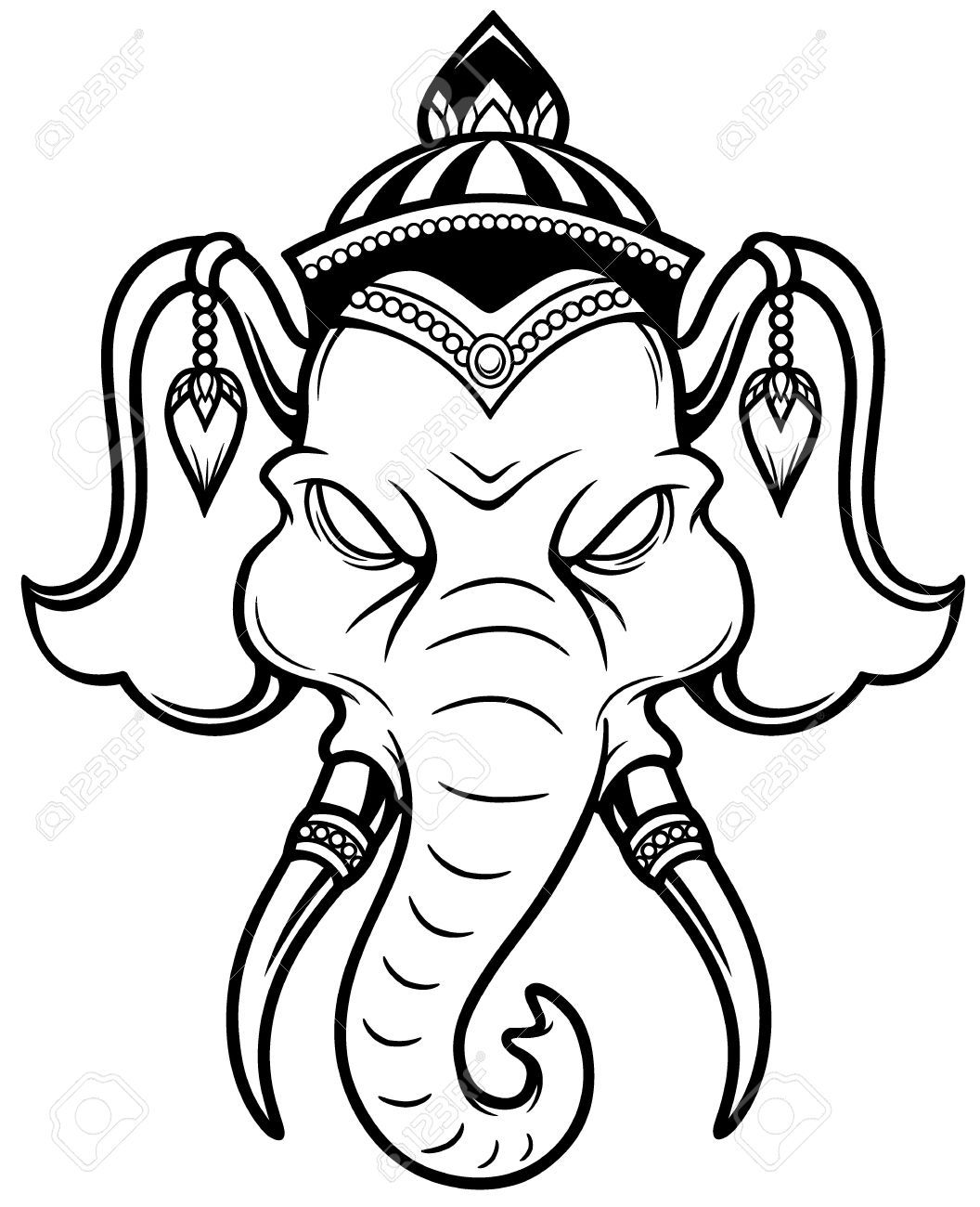 1056x1300 Illustration Of Elephant Head - Thai Elephant Drawing