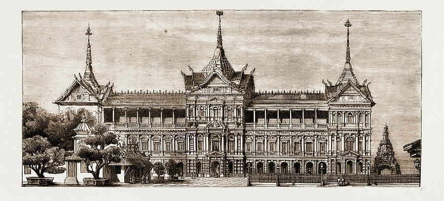 900x409 The Royal Palace At Bangkok, Thailand Drawing - Thailand Drawing