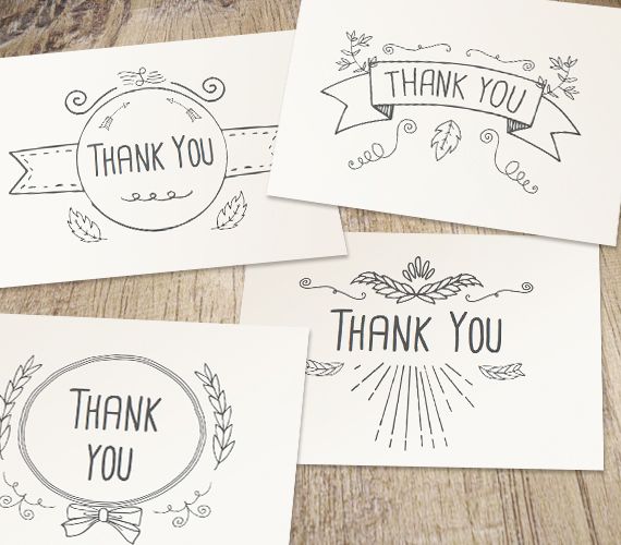 570x500 hand drawn printable thank you cards work your art gift ideas - Thank You Card Drawing
