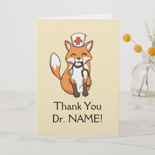 540x540 cute fox drawing thank you card doctor template - Thank You Card Drawing
