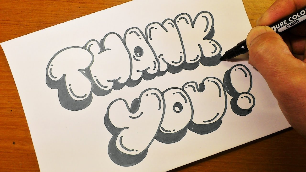 1280x720 How To Draw Graffiti Bubble Letters - Thank You Drawing