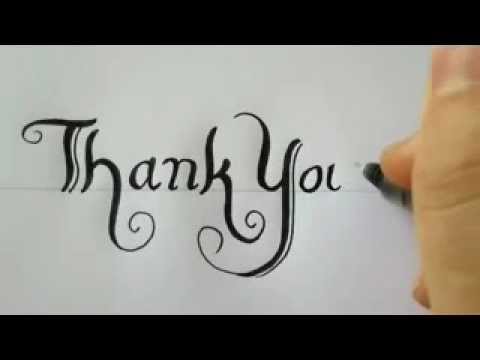 480x360 how to draw thank you with a black pen - Thank You Drawing