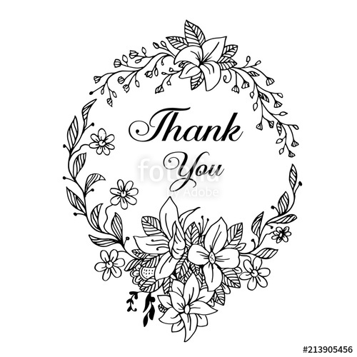 500x500 thank you hand lettering with hand draw flower stock image - Thank You Drawing