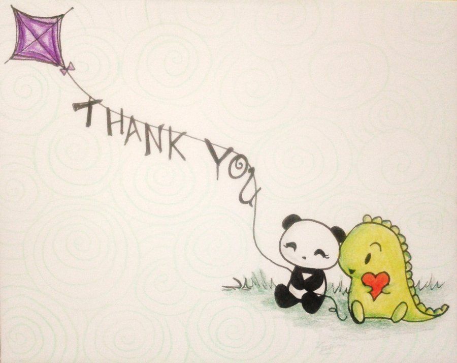 900x714 dino and panda thank you - Thank You Drawing
