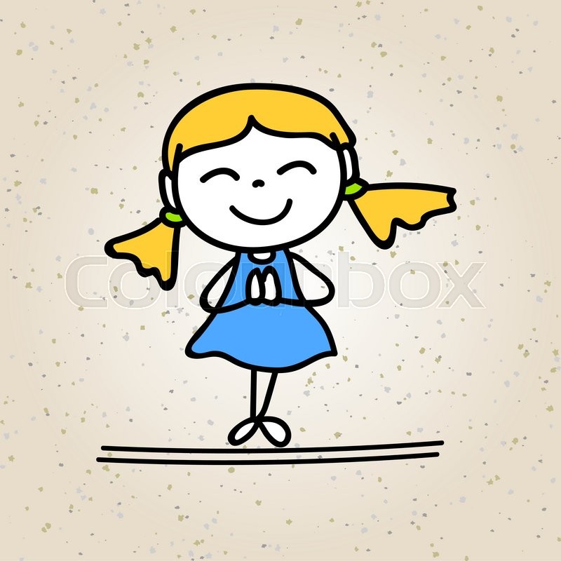 800x800 Hand Drawing Cartoon Happy Girl Happy Stock Vector Colourbox - Thank You Drawing