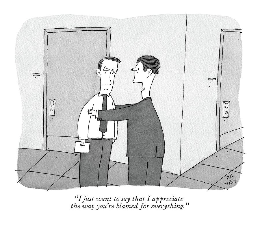 900x782 one man at work thanks the other for taking the blame drawing - Thanks Drawing